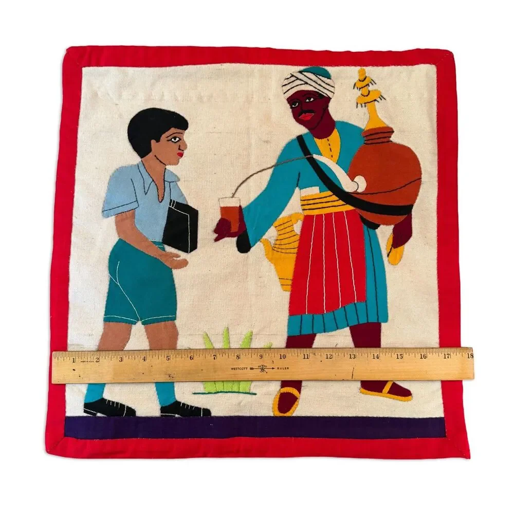 Vintage Egyptian Khayamiya Applique Textile Wall Hanging Handmade Folk Art